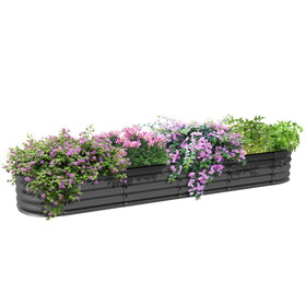 Outsunny 7.9' x 2' x 1' Galvanized Raised Garden Bed Kit, Outdoor Metal Elevated Planter Box with Safety Edging, Easy DIY Stock Tank for Growing Flowers, Herbs & Vegetables, Dark Gray W2225P172538