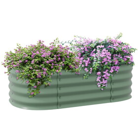 Outsunny 3.4' x 2' x 1' Galvanized Raised Garden Bed Kit, Outdoor Metal Elevated Planter Box with Safety Edging, Easy DIY Stock Tank for Growing Flowers, Herbs & Vegetables, Green W2225P172540