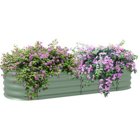 Outsunny 4.9' x 2' x 1' Galvanized Raised Garden Bed Kit, Outdoor Metal Elevated Planter Box with Safety Edging, Easy DIY Stock Tank for Growing Flowers, Herbs & Vegetables, Green W2225P172542