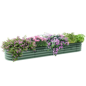 Outsunny 7.9' x 2' x 1' Galvanized Raised Garden Bed Kit, Outdoor Metal Elevated Planter Box with Safety Edging, Easy DIY Stock Tank for Growing Flowers, Herbs & Vegetables, Green W2225P172547