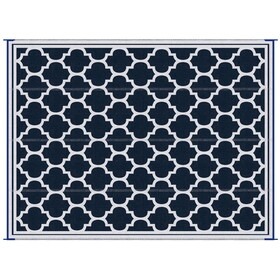 Outsunny Reversible Outdoor Rug Carpet, 9' x 18' Waterproof Plastic Straw Rug, Portable RV Camping Rugs with Carry Bag, Large Floor Mat for Backyard, Deck, Picnic, Beach, Blue & White W2225P172550