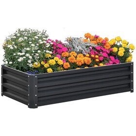 Outsunny Raised Garden Bed, 4' x 2' x 1' Galvanized Planter Box Raised Bed for Vegetables, Flowers, Plants and Herbs, Gray W2225P172556