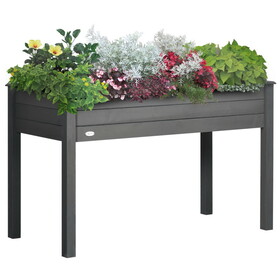 Outsunny Raised Garden Bed with Legs, 48" x 22" x 30", Elevated Wooden Planter Box, Self-Draining with Bed Liner for Vegetables, Herbs, and Flowers Backyard, Balcony Use, Dark Gray W2225P172560