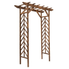 Outsunny 79in Wooden Garden Arbor Arch Trellis with Classic Countryside Style, Pergola Style Roof for Climbing Vines for Ceremony Party Weddings W2225P172567