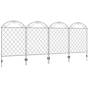 Outsunny Garden Fence, 4 Pack Steel Fence Panels, 11.4' L x 43" H, Rust-Resistant Animal Barrier Decorative Border Flower Edging for Yard, Landscape, Patio, Outdoor Decor, Curved Vines W2225P172568