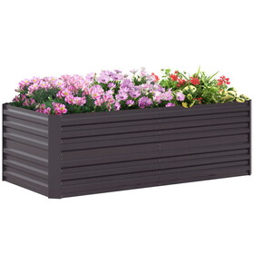 Outsunny Galvanized Raised Garden Bed Kit, Large and Tall Metal Planter Box for Vegetables, Flowers and Herbs, Reinforced, 6' x 3' x 2', Dark Gray W2225P172571