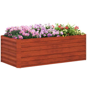 Outsunny Galvanized Raised Garden Bed Kit, Large and Tall Metal Planter Box for Vegetables, Flowers and Herbs, Reinforced, 6' x 3' x 2', Dark Brown W2225P172572