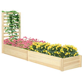 Outsunny Raised Garden Bed with Trellis and 2 Compartments, 43 inch Wooden Planter Box Kit for Outdoor Plants, Vegetables, Flowers, Herbs Climbing, Easy assembly, Natural Tone W2225P172576