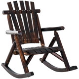 Outsunny Outdoor Wooden Rocking Chair, Rustic Adirondack Rocker with Slatted Seat, High Backrest, Armrests for Patio, Garden, and Porch, Large, Brown W2225P172577