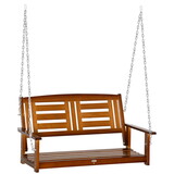 Outsunny 2 Person Front Porch Swing, Hanging Patio Swing, Outdoor Swing Bench with Pine Wood Frame and Hanging Chains for Garden and Yard, 550 lbs Weight Capacity W2225P172580