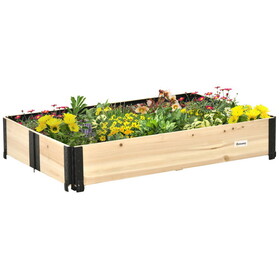 Outsunny Foldable Raised Garden Bed, Wooded Elevated Ground Planter Box with Insert Extended Steel Corners, 47 x 31 x 9in, for Vegetables, Flower, Herb W2225P172581