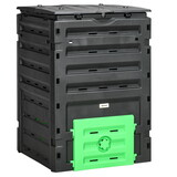 Outsunny Garden Compost Bin, 120 Gallon (450L) Garden Composter, BPA Free, with 80 Vents and 2 Sliding Doors, Lightweight & Sturdy, Fast Creation of Fertile Soil, Black W2225P172586