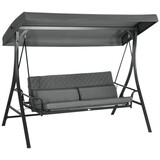 Outsunny 3 Person Patio Swing Chair Bed, Converting Flatbed, Outdoor Porch Swing Glider with Adjustable Canopy, Removable Cushions, Pillows, for Garden, Poolside, Backyard, Gray W2225P172588