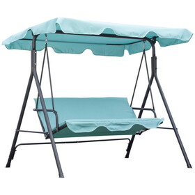 Outsunny Patio Porch Swing Chair with Adjustable Canopy, Seats 3 Adults, Steel Frame, Armrests, Green W2225P172590