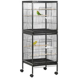 PawHut Large Bird Cage with 1.7 ft. Width for Wingspan, Bird Aviary Indoor with Multi-Door Design, Fit for a Canary, Finch, Conure, 55