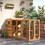 PawHut 3-Story Cat House Feral Cat Shelter, Outdoor Kitten Condo with Raised Floor, asphalt Roof, Escape Doors, Jumping Platforms, Yellow