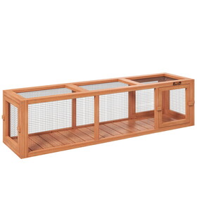 PawHut Outdoor Cat Tunnel with Extendable Design, 59" L Wooden Cat Run with Weather Protection, Connecting Inside and Outside, for Deck Patios, Balconies, Orange