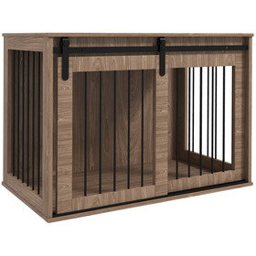 PawHut Dog Crate Furniture, End Table Dog Cage for Large Sized Dog, Dog Kennel Furniture for Indoor Use, 39" x 23" x 24", Walnut Brown W2225P173786