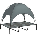 PawHut Elevated Portable Dog Cot Pet Bed with UV Protection Canopy Shade, 48 inch, Gray