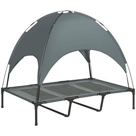 PawHut Elevated Portable Dog Cot Pet Bed with UV Protection Canopy Shade, 48 inch, Gray