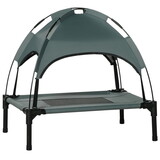 PawHut Elevated Portable Dog Cot Pet Bed with UV Protection Canopy Shade, 24 inch, Gray