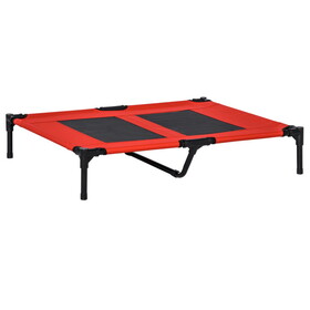 PawHut 36" x 30" Elevated Cooling Summer Dog Cot Pet Bed with Mesh Ventilation - Red