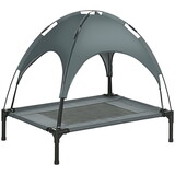 PawHut Elevated Portable Dog Cot Pet Bed with UV Protection Canopy Shade, 30 inch, Gray