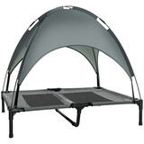 PawHut Elevated Portable Dog Cot Pet Bed with UV Protection Canopy Shade, 36 inch, Gray