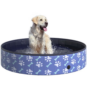 PawHut Foldable Pet Swimming Pool, Portable Dog Bathing Tub, 12" x 55" Plastic Large Dog Pool for Outdoor Dogs and Cats, Blue W2225P173796