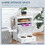 PawHut Pet Feeder Station Storage Cabinet, Dog Food Storage Container with Dog Raised Bowls and Hanger for Feeding & Watering Supplies, White