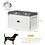 PawHut Dog Feeding Station with Storage Drawer, Dog Food Storage Cabinet with 2 Removable Elevated Dog Bowls for Large Sized Dogs, White