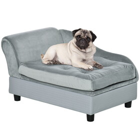 PawHut Luxury Fancy Dog Bed for Small Dogs with Hidden Storage, Small Dog Couch with Soft 3" Foam, Dog Sofa Bed, Cushy Dog Bed, Modern Pet Furniture for Puppies and Little Breeds, Gray W2225P173807