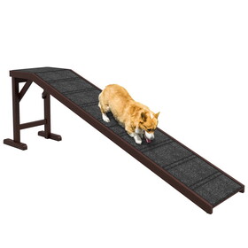 PawHut Dog Ramp for Bed, Pet Ramp for Dogs with Non-Slip Carpet and Top Platform, 74" x 16" x 25", Brown W2225P173809