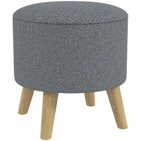HOMCOM Storage Ottoman, Round Stool Chair with Cushioned Top, Gray