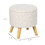 HOMCOM Storage Ottoman, Round Stool Chair with Cushioned Top, Cream White