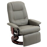 HOMCOM Faux Leather Manual Recliner with Swivel Wood Base Padded Armrest