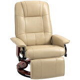 HOMCOM Faux Leather Manual Recliner with Swivel Wood Base, White
