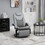 HOMCOM PU Recliner Armchair with Footrest, Headrest, and Round Steel/Wood Base