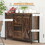 HOMCOM Industrial Farmhouse Buffet Cabinet, Kitchen Sideboard with Sliding Barn Doors, Three Drawers and Adjustable Shelves for Living Room, Dining Room, Rustic Brown