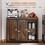 HOMCOM Industrial Farmhouse Buffet Cabinet, Kitchen Sideboard with Sliding Barn Doors, Three Drawers and Adjustable Shelves for Living Room, Dining Room, Rustic Brown