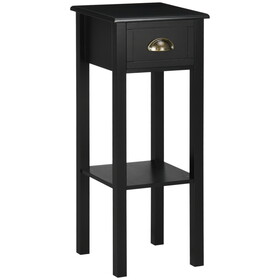 HOMCOM 29" 2-Tier Side Table with Drawer Shelf, End Table for Living Room, Black W2225P173882