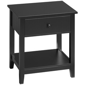 HOMCOM End Table, 2-tier Side Table with Drawer and Storage Shelf, Modern Beside Table for Bedroom, Living Room, Black