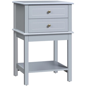 HOMCOM Side Table with 2 Storage Drawers, Modern End Table with Bottom Shelf for Living Room, Home Office, Light Gray W2225P173885