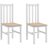 HOMCOM Farmhouse Armless Dining Chairs, Set of 2 with Slat Back, White