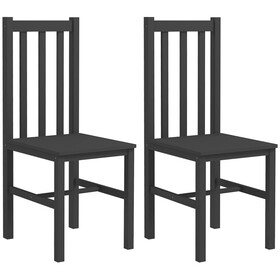 HOMCOM Farmhouse Armless Dining Chairs, Set of 2 with Slat Back, Black