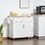 HOMCOM 41" Modern Rolling Kitchen Island on Wheels, Utility Cart Storage Trolley with Rubberwood Top & Drawers, White