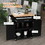 HOMCOM Kitchen Island Cart Rolling Trolley Cart with Drawer, Storage Cabinet & Towel Rack, Black