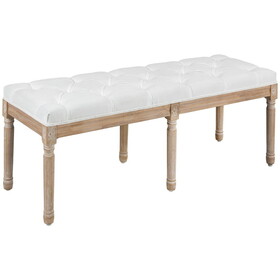 HOMCOM 46" End of Bed Bench, Upholstered Bedroom Bench, Cream White W2225P173909