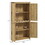 HOMCOM 64" Rattan Kitchen Storage Cabinet with Adjustable Shelf, Natural