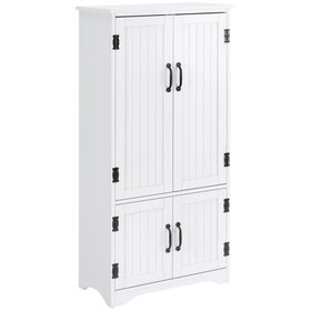HOMCOM 48.5" Farmhouse Kitchen Pantry, Floor Storage Cabinet, Cupboard Organizer, White